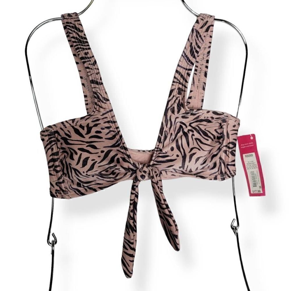 Xhilaration Animal Print Front tie Bikini Top XS Juniors (00)
